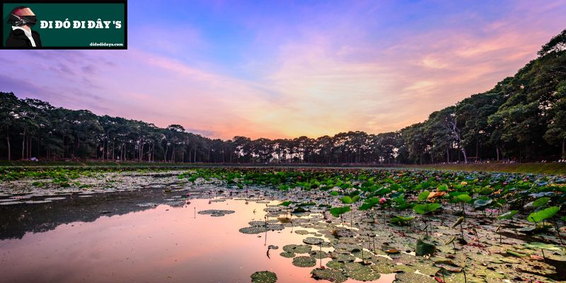 hoàng hôn tại Ao Bà Om 