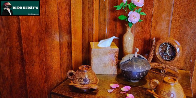 phòng hầu hết đều từ chất liệu dừa và gỗ