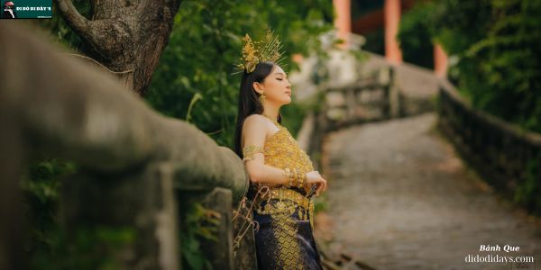 chụp ảnh với đồ Khmer