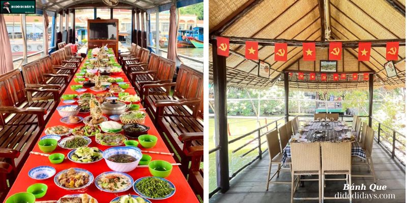 Không gian ăn uống tại Cồn Phụng Cồn Thới Sơn